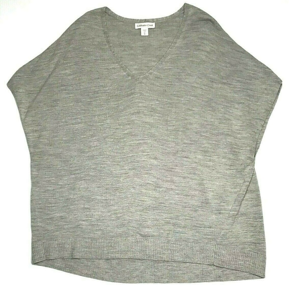 1X Gray V Neck Wool Blend Short Sleeve Sweater GUC